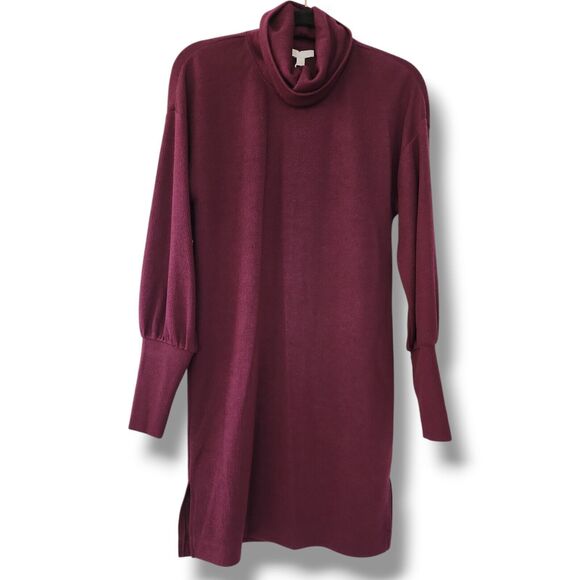 GIANNI Bini GB sweater Dress Burgundy Maroon NWT Size S Cowl Neck Ribbed Relaxed - Picture 1 of 12